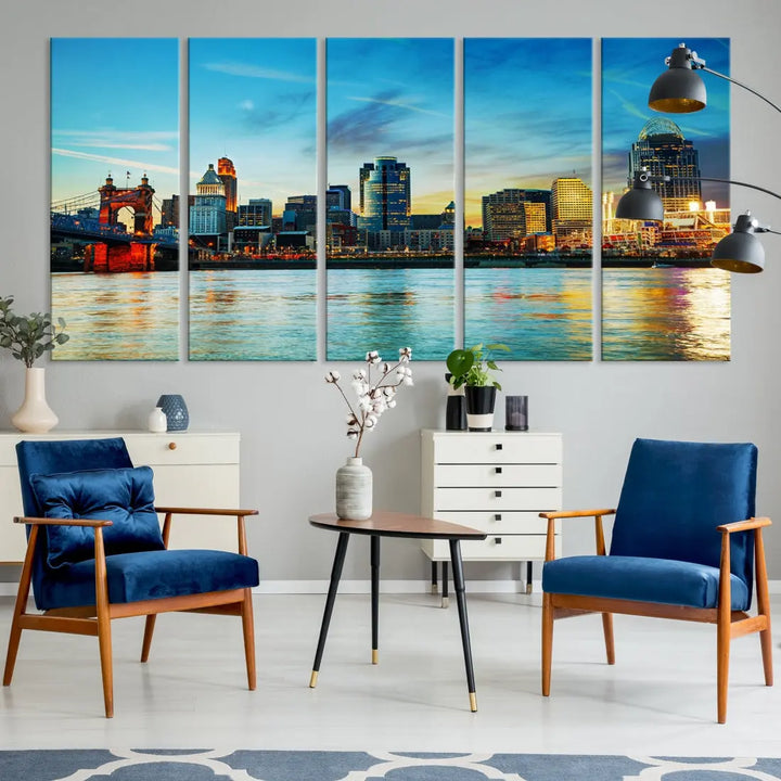 Perfectly Taken Cincinnati Sunset Wall Art Skyline Canvas Cincinnati Photo Print