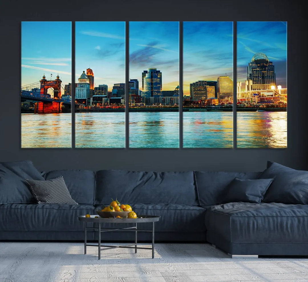 Perfectly Taken Cincinnati Sunset Wall Art Skyline Canvas Cincinnati Photo Print