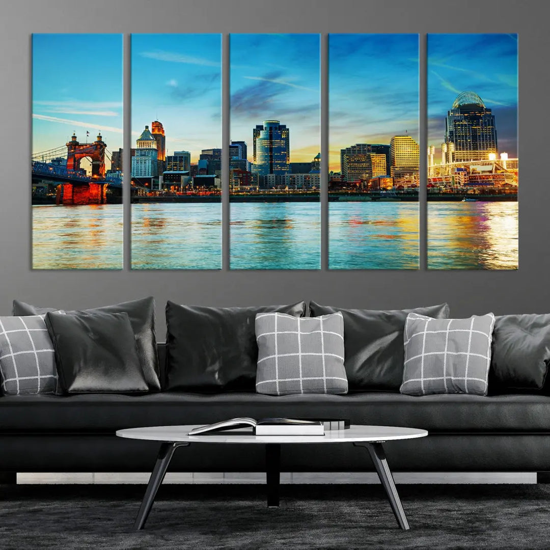 Perfectly Taken Cincinnati Sunset Wall Art Skyline Canvas Cincinnati Photo Print