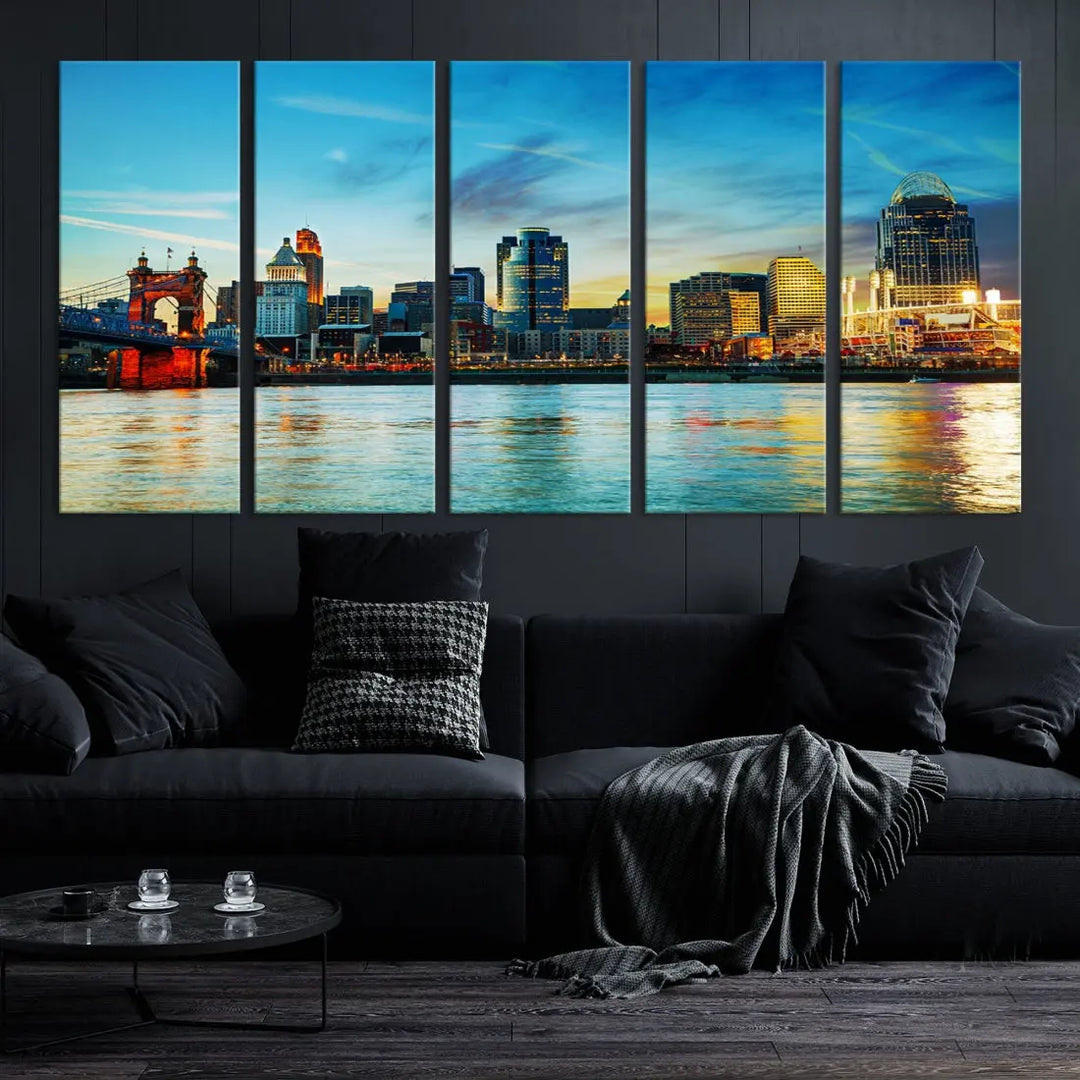 Perfectly Taken Cincinnati Sunset Wall Art Skyline Canvas Cincinnati Photo Print