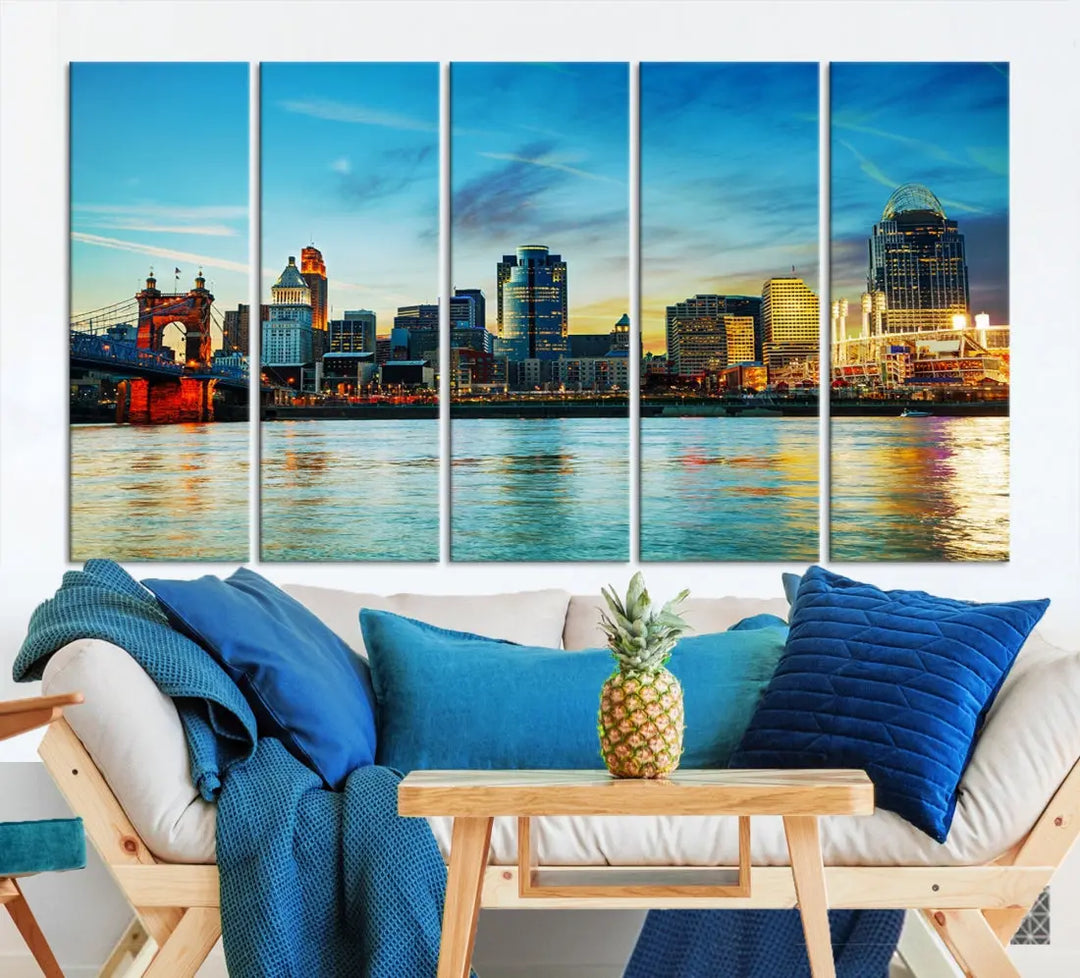 Perfectly Taken Cincinnati Sunset Wall Art Skyline Canvas Cincinnati Photo Print