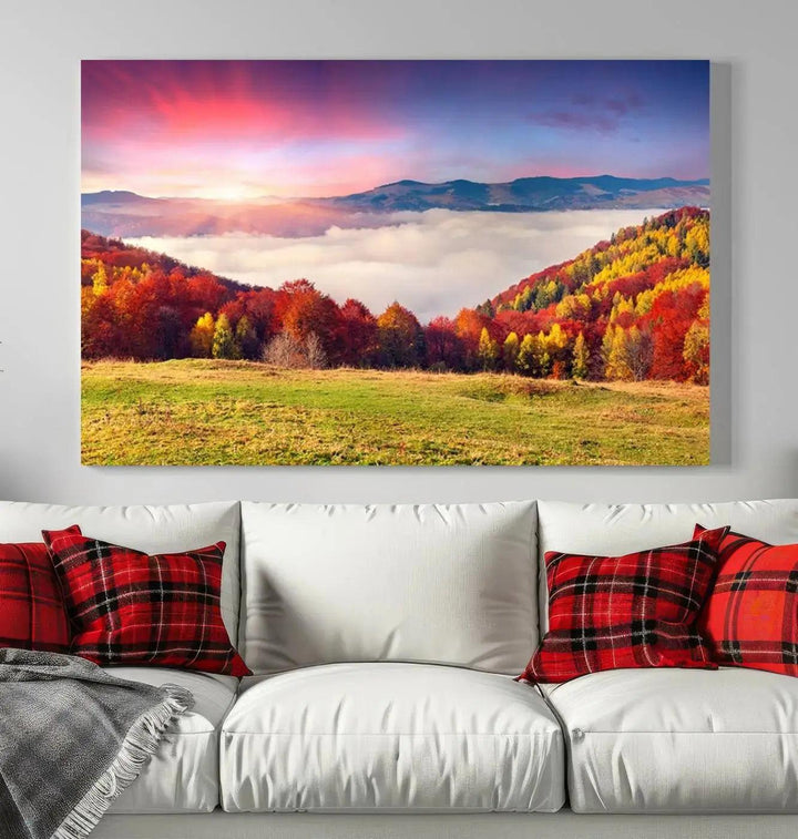 Perfectly Taken Sunset Forest Wall Art Large Landscape Canvas Print