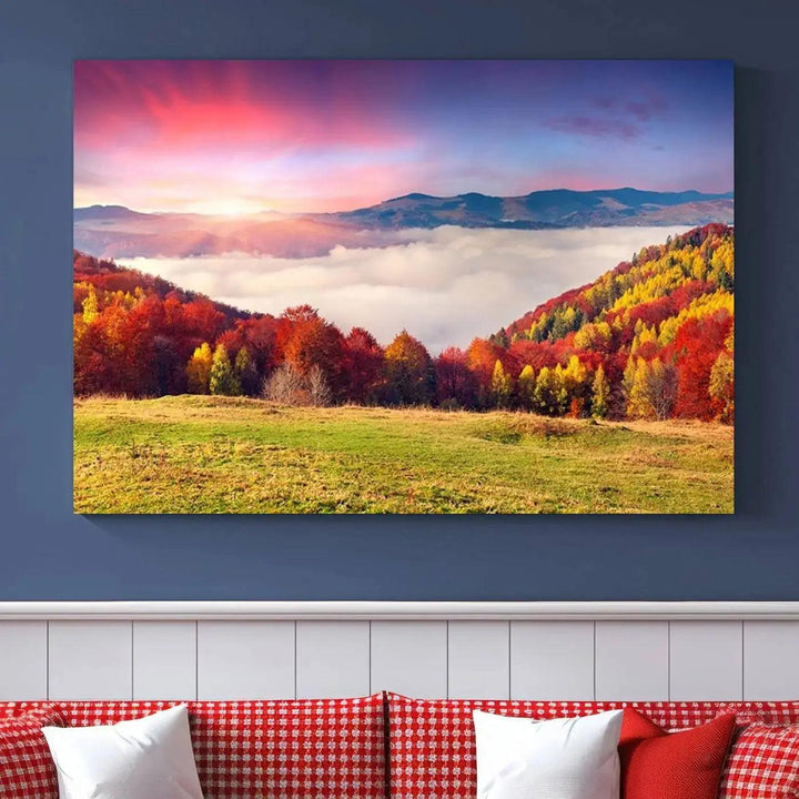 Perfectly Taken Sunset Forest Wall Art Large Landscape Canvas Print