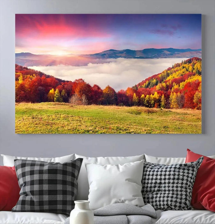 Perfectly Taken Sunset Forest Wall Art Large Landscape Canvas Print