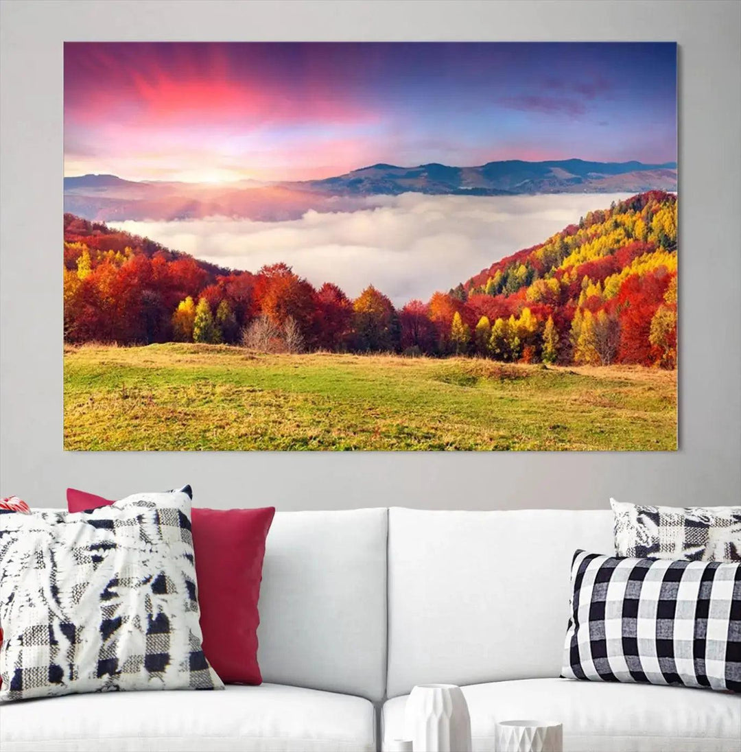 Perfectly Taken Sunset Forest Wall Art Large Landscape Canvas Print