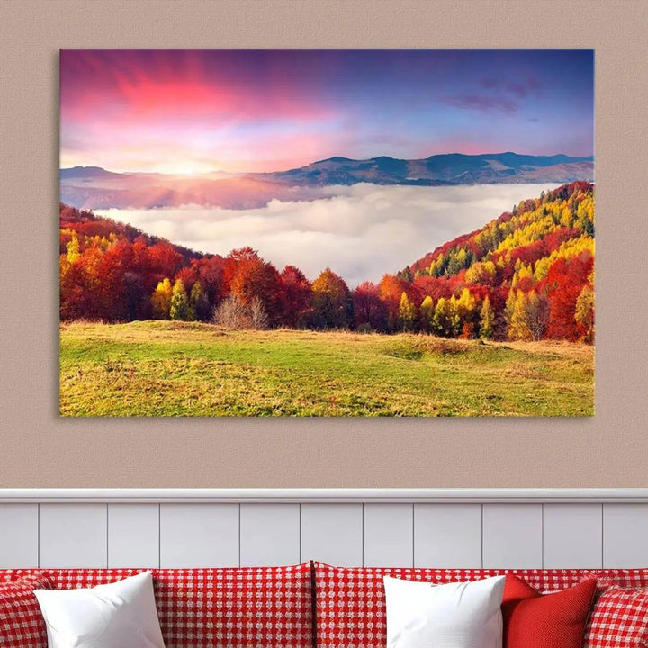 Perfectly Taken Sunset Forest Wall Art Large Landscape Canvas Print