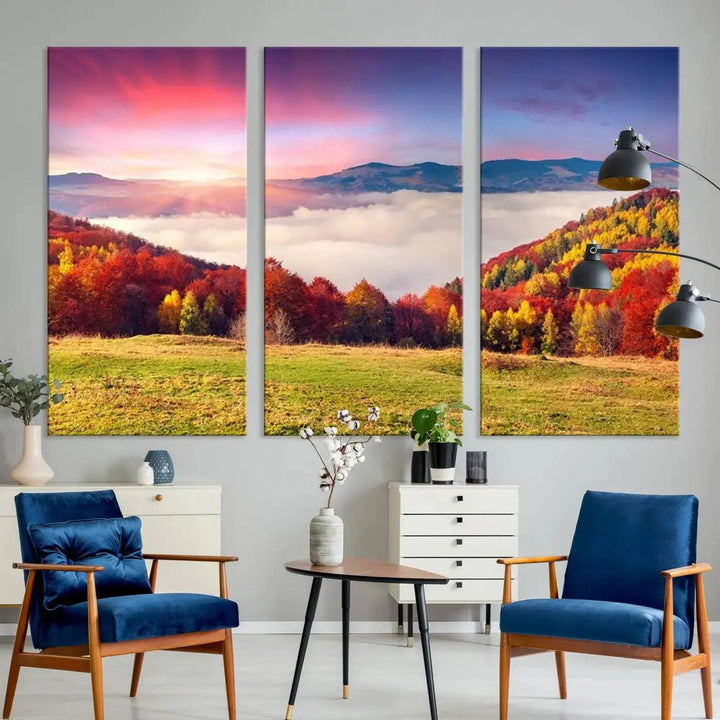 Perfectly Taken Sunset Forest Wall Art Large Landscape Canvas Print