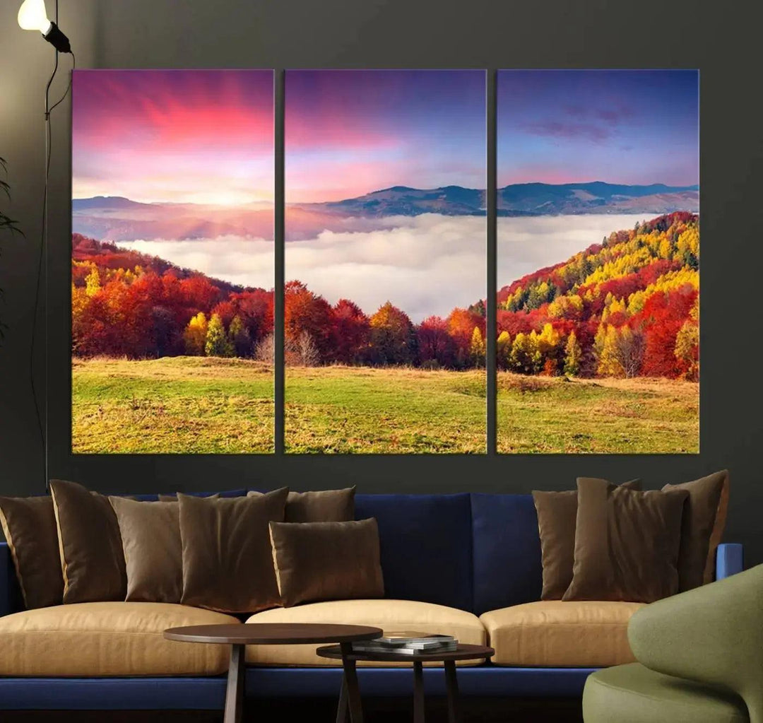 Perfectly Taken Sunset Forest Wall Art Large Landscape Canvas Print