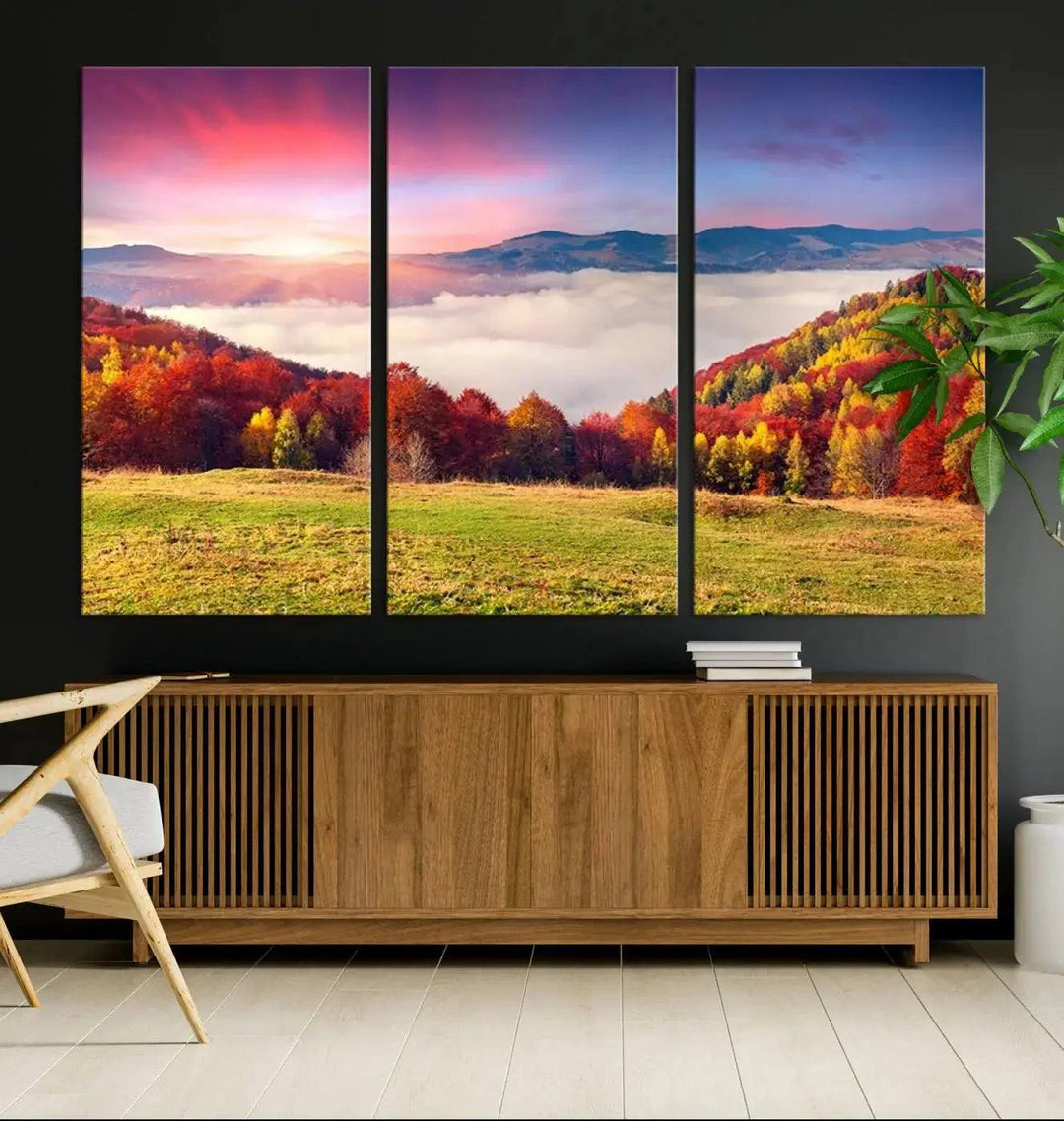 Perfectly Taken Sunset Forest Wall Art Large Landscape Canvas Print