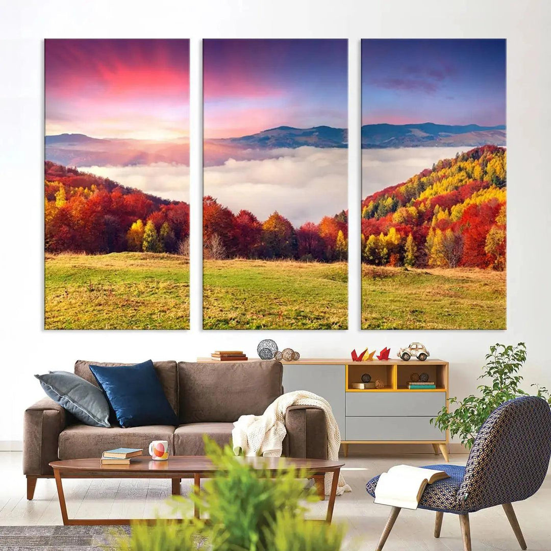 Perfectly Taken Sunset Forest Wall Art Large Landscape Canvas Print