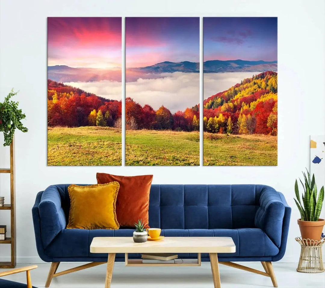 Perfectly Taken Sunset Forest Wall Art Large Landscape Canvas Print