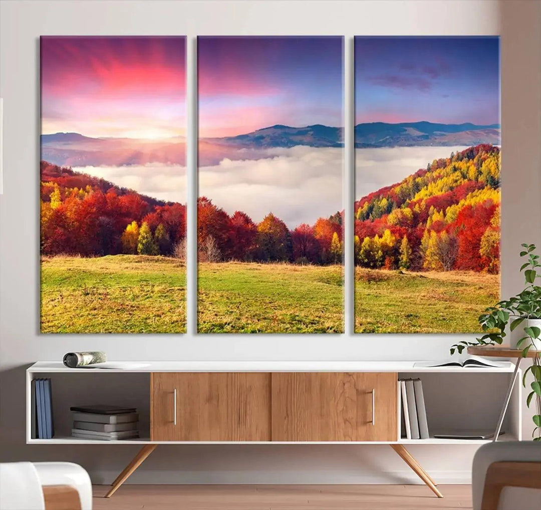 Perfectly Taken Sunset Forest Wall Art Large Landscape Canvas Print