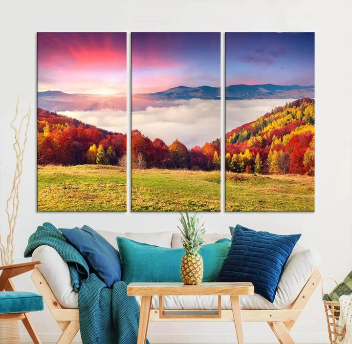 Perfectly Taken Sunset Forest Wall Art Large Landscape Canvas Print