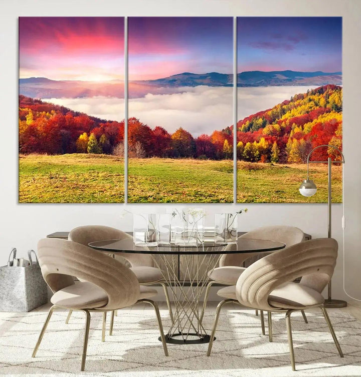 Perfectly Taken Sunset Forest Wall Art Large Landscape Canvas Print