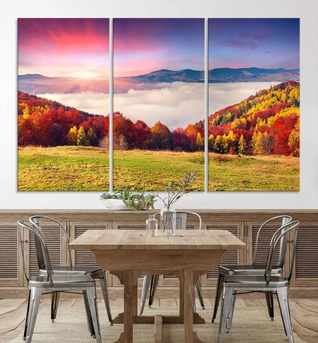 Perfectly Taken Sunset Forest Wall Art Large Landscape Canvas Print