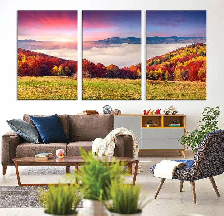 Perfectly Taken Sunset Forest Wall Art Large Landscape Canvas Print