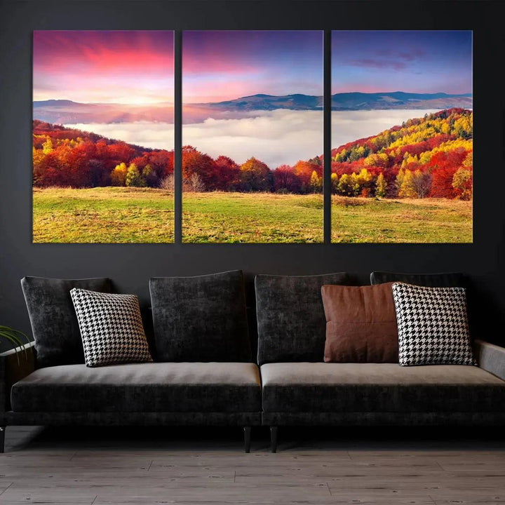 Perfectly Taken Sunset Forest Wall Art Large Landscape Canvas Print