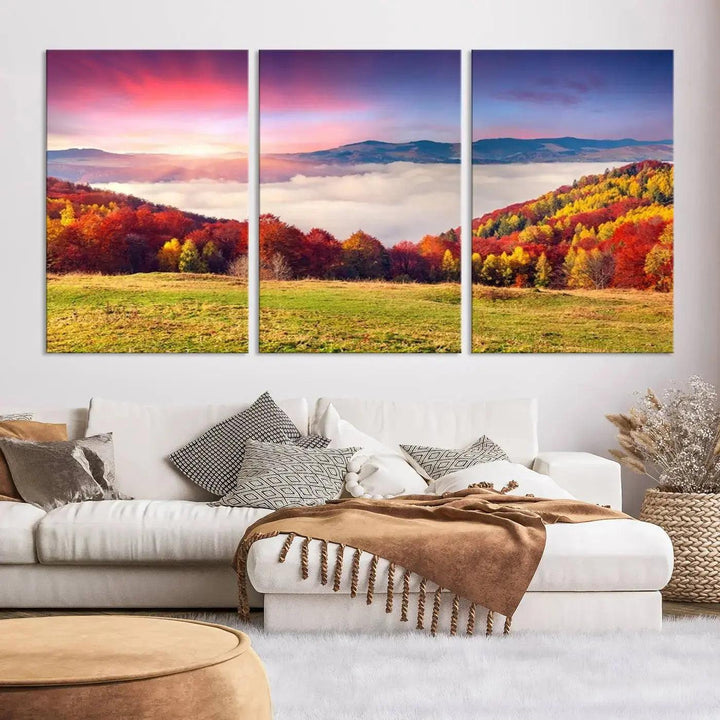 Perfectly Taken Sunset Forest Wall Art Large Landscape Canvas Print