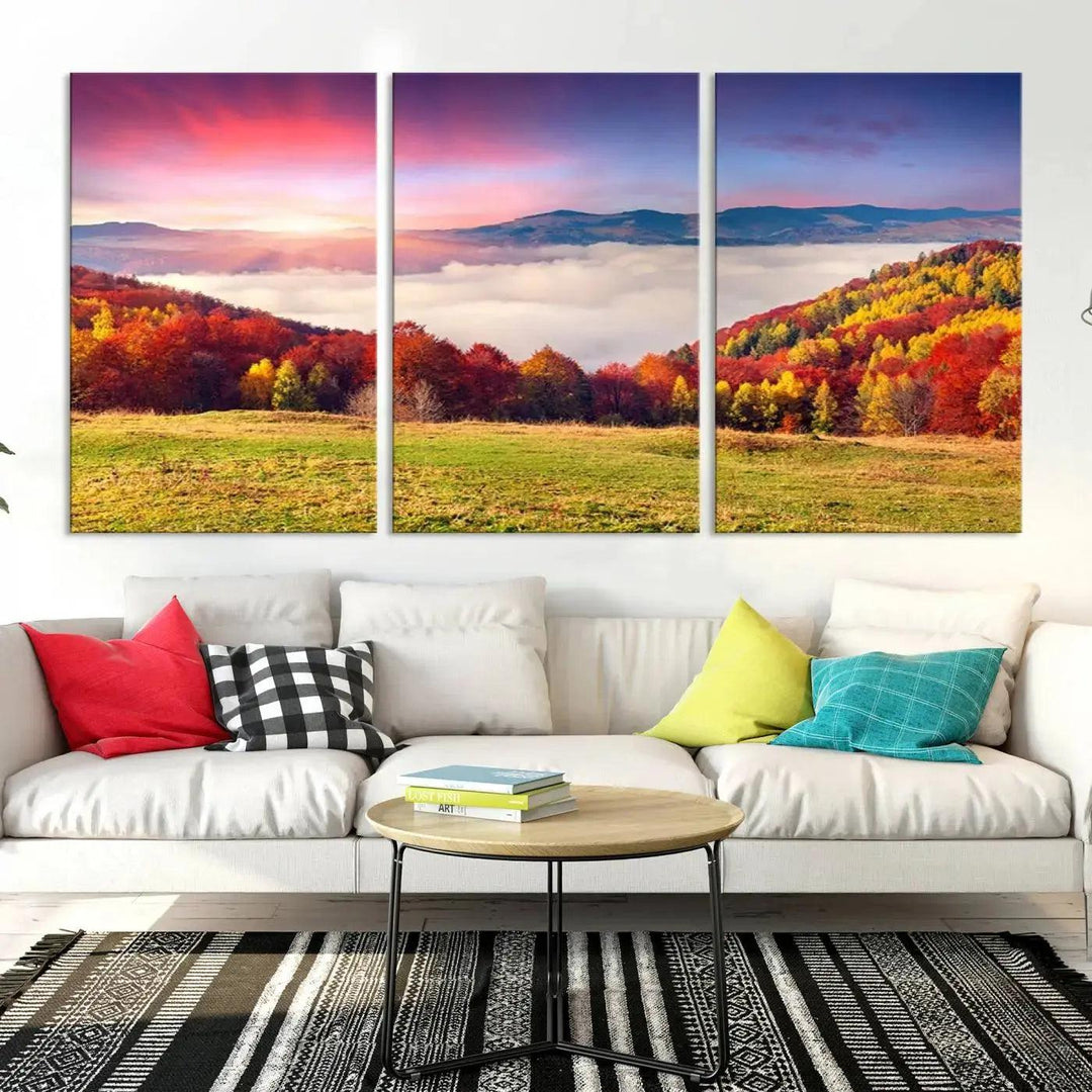 Perfectly Taken Sunset Forest Wall Art Large Landscape Canvas Print