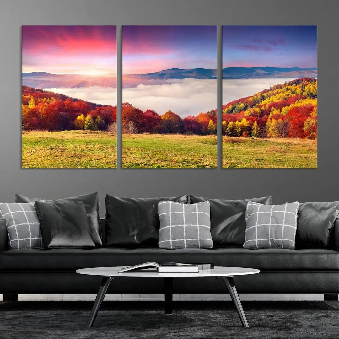 Perfectly Taken Sunset Forest Wall Art Large Landscape Canvas Print