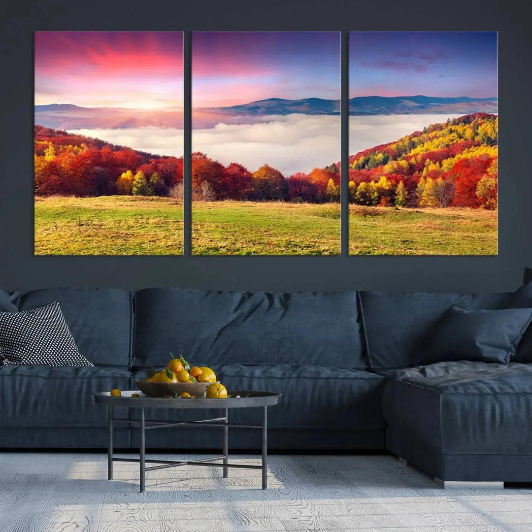 Perfectly Taken Sunset Forest Wall Art Large Landscape Canvas Print