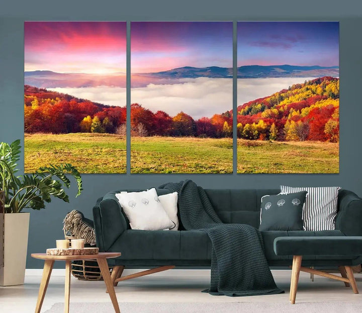 Perfectly Taken Sunset Forest Wall Art Large Landscape Canvas Print