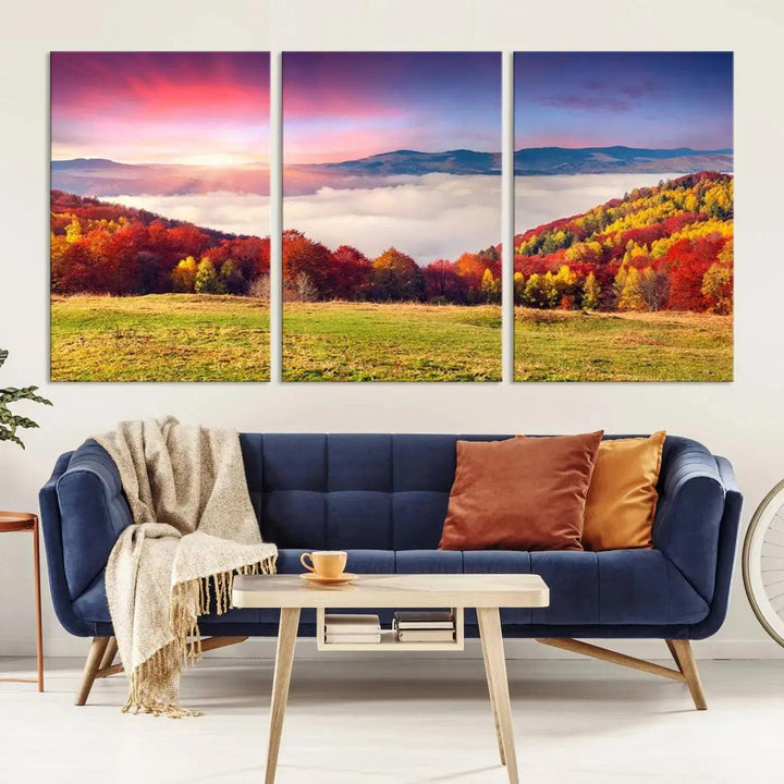 Perfectly Taken Sunset Forest Wall Art Large Landscape Canvas Print