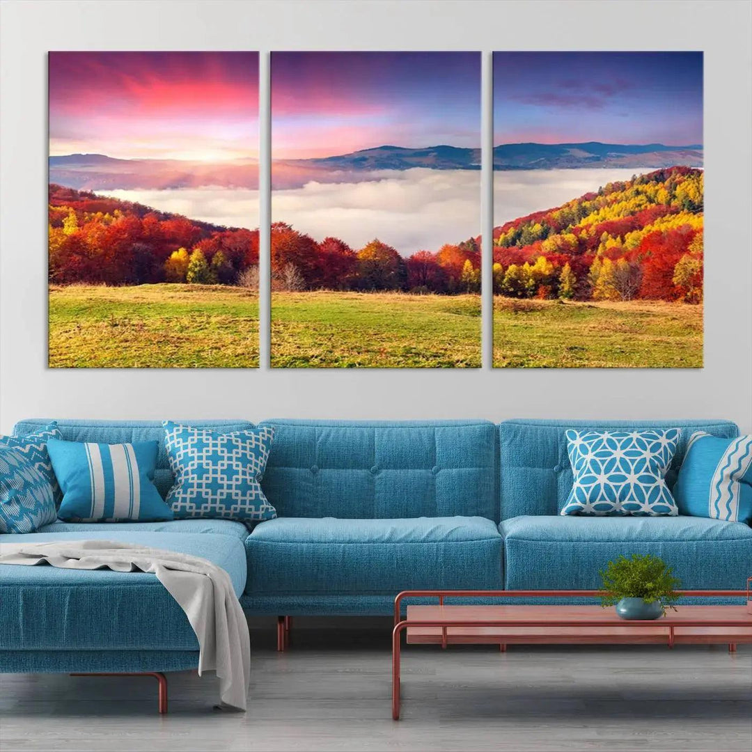 Perfectly Taken Sunset Forest Wall Art Large Landscape Canvas Print