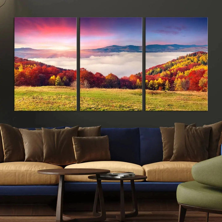 Perfectly Taken Sunset Forest Wall Art Large Landscape Canvas Print