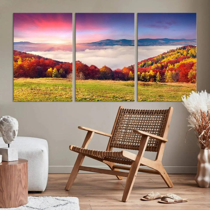 Perfectly Taken Sunset Forest Wall Art Large Landscape Canvas Print