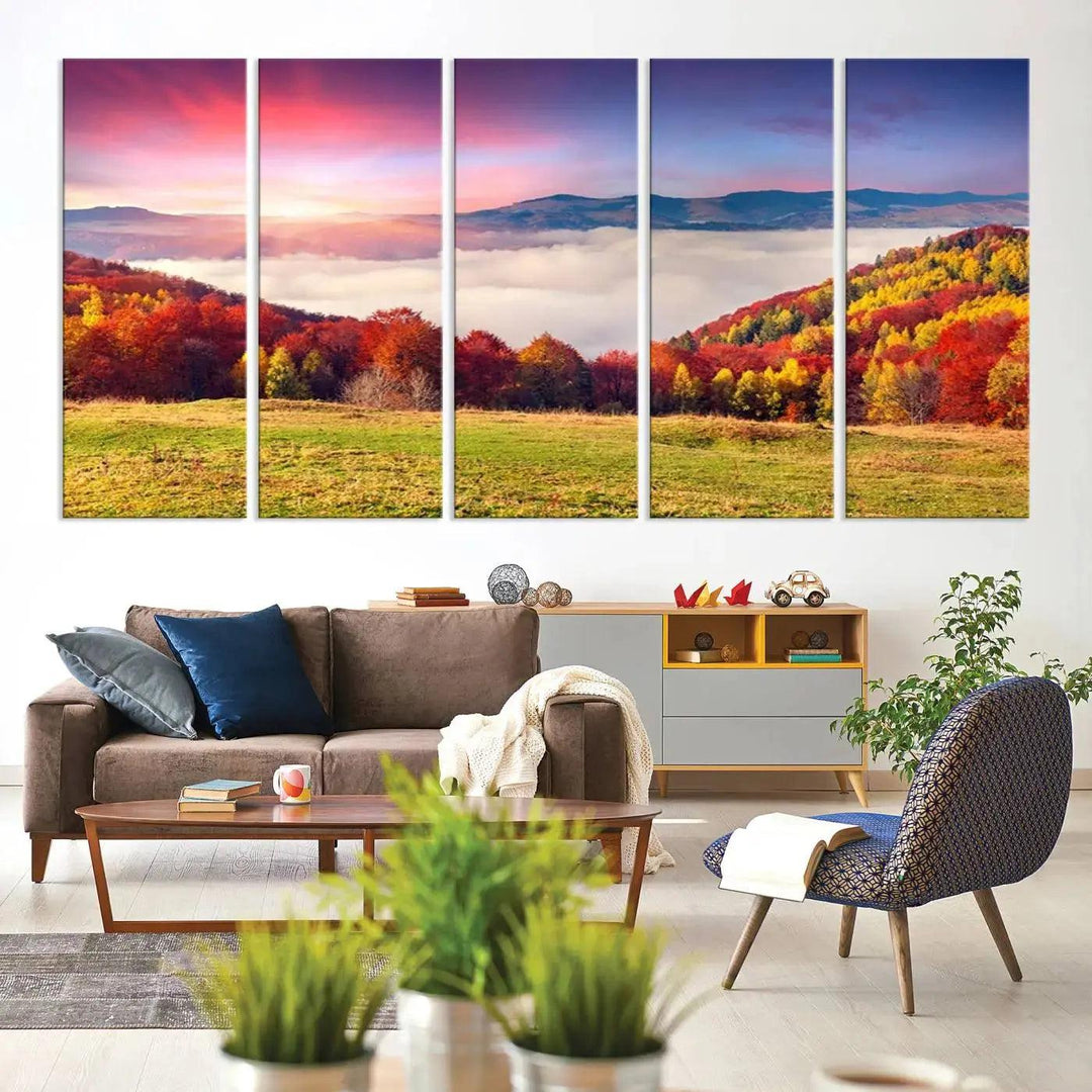 Perfectly Taken Sunset Forest Wall Art Large Landscape Canvas Print