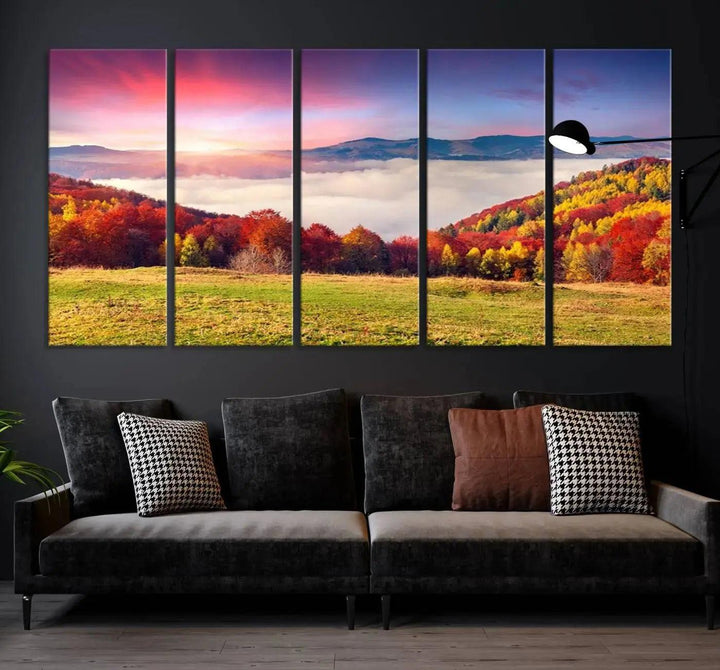 Perfectly Taken Sunset Forest Wall Art Large Landscape Canvas Print