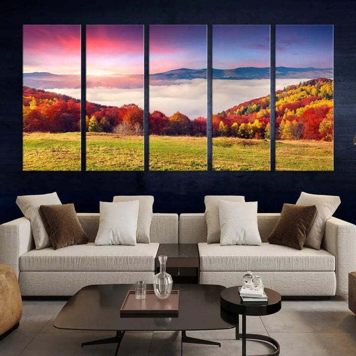 Perfectly Taken Sunset Forest Wall Art Large Landscape Canvas Print