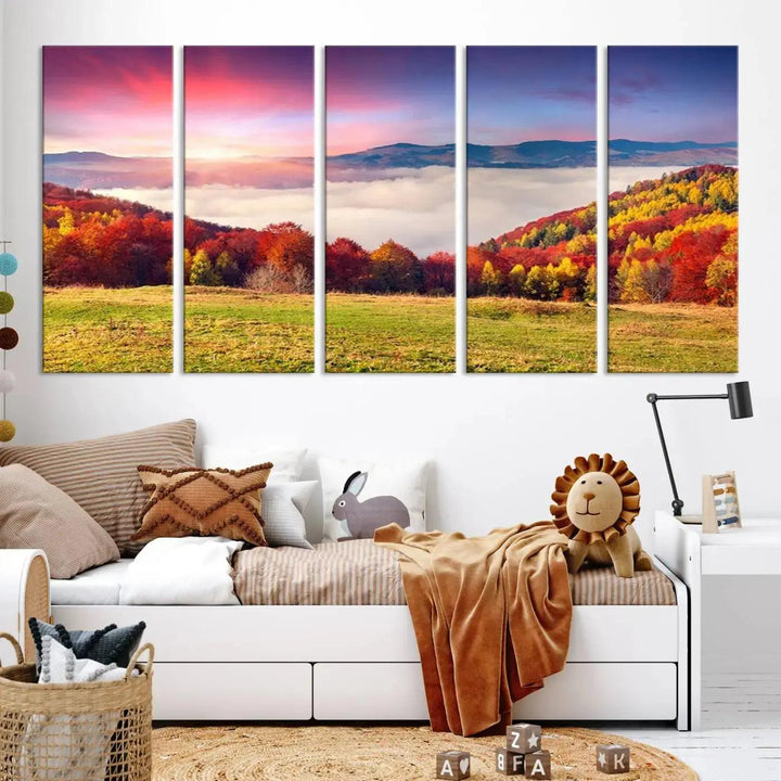 Perfectly Taken Sunset Forest Wall Art Large Landscape Canvas Print