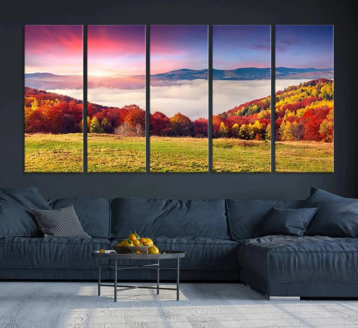 Perfectly Taken Sunset Forest Wall Art Large Landscape Canvas Print