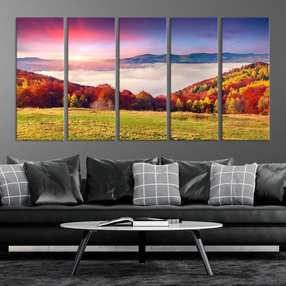 Perfectly Taken Sunset Forest Wall Art Large Landscape Canvas Print