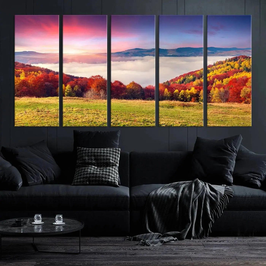 Perfectly Taken Sunset Forest Wall Art Large Landscape Canvas Print