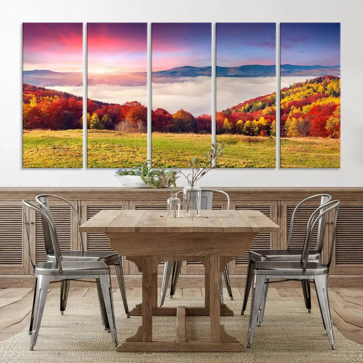 Perfectly Taken Sunset Forest Wall Art Large Landscape Canvas Print