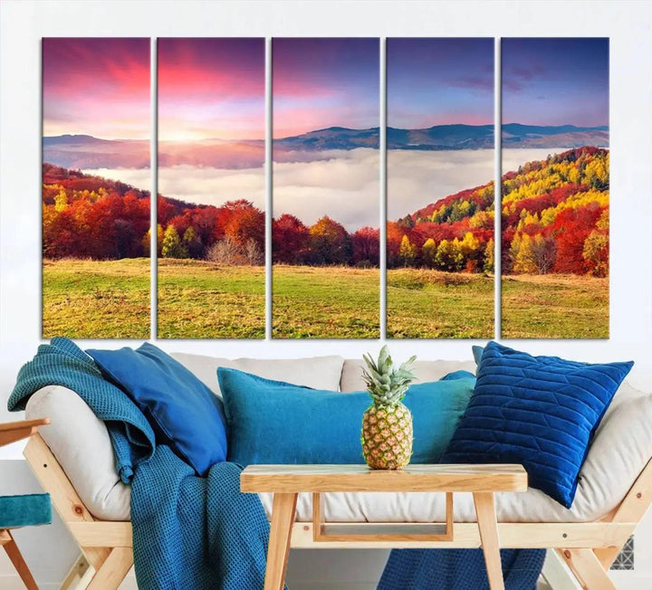 Perfectly Taken Sunset Forest Wall Art Large Landscape Canvas Print