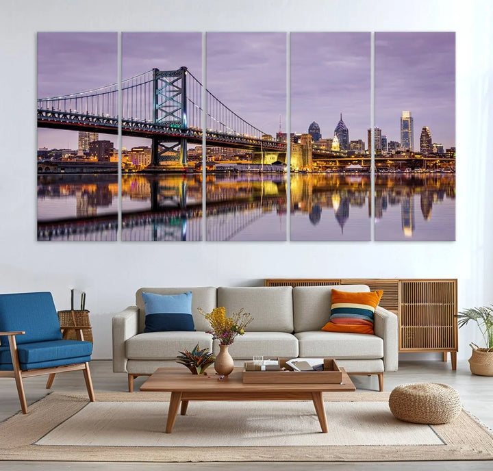 Philadelphia Ben Franklin Bridge Wall Art Canvas Print