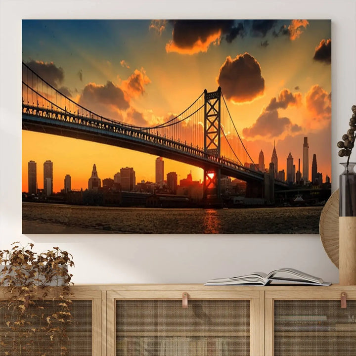 Philadelphia Ben Franklin Bridge Wall Art Canvas Print