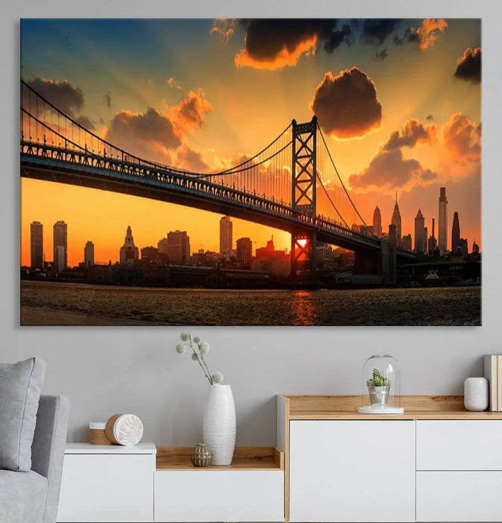 Philadelphia Ben Franklin Bridge Wall Art Canvas Print