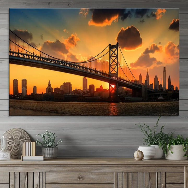 Philadelphia Ben Franklin Bridge Wall Art Canvas Print