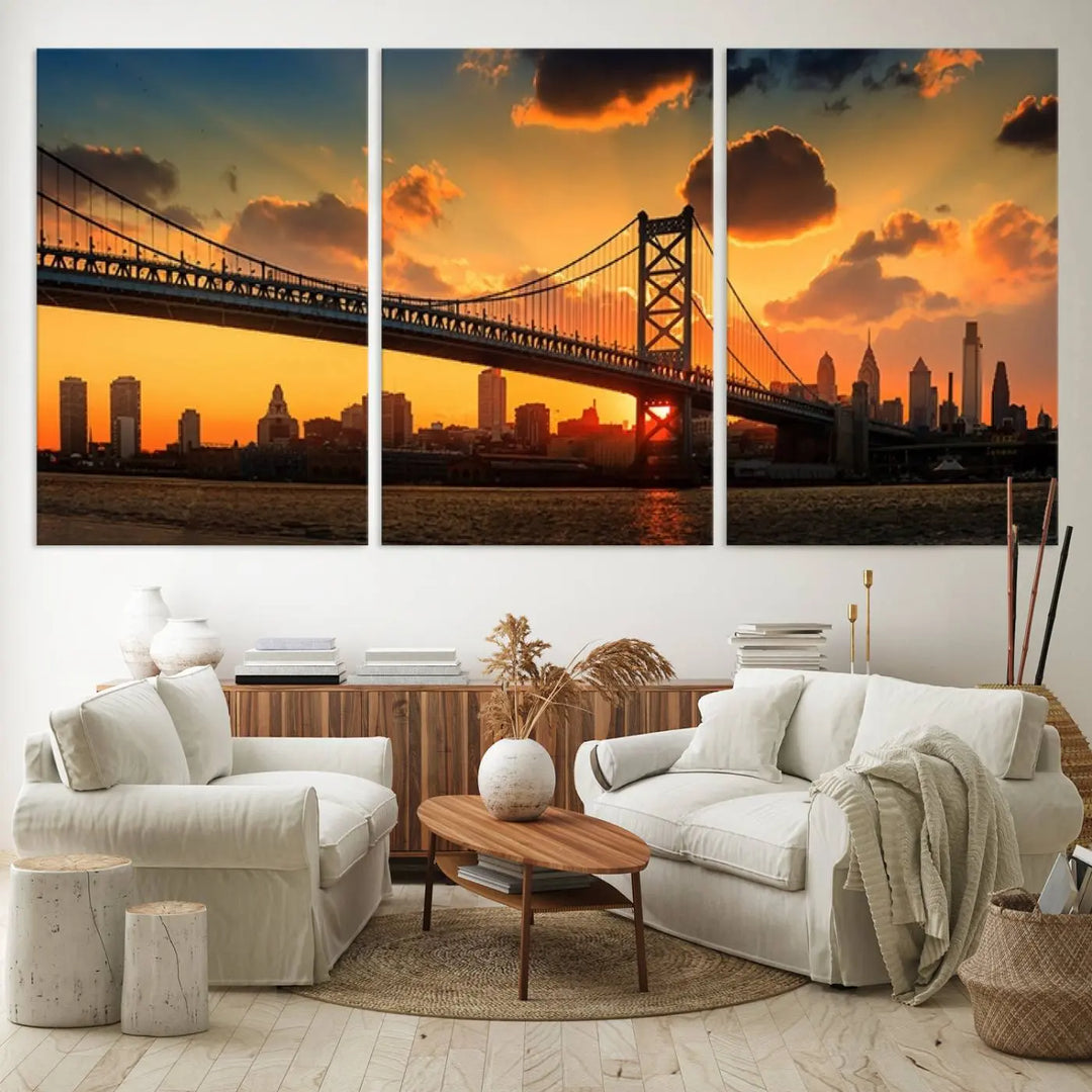 Philadelphia Ben Franklin Bridge Wall Art Canvas Print