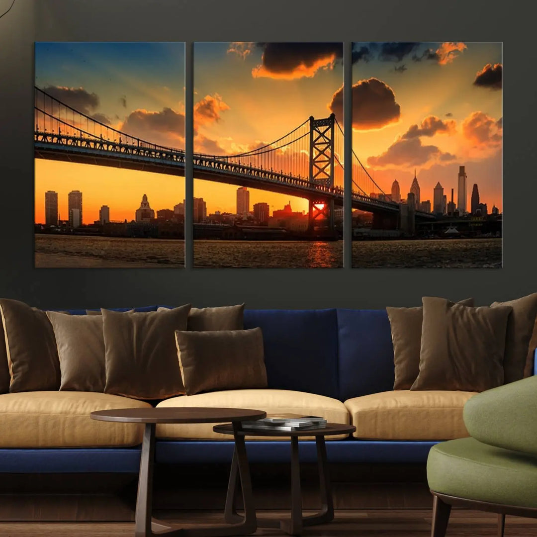 Philadelphia Ben Franklin Bridge Wall Art Canvas Print