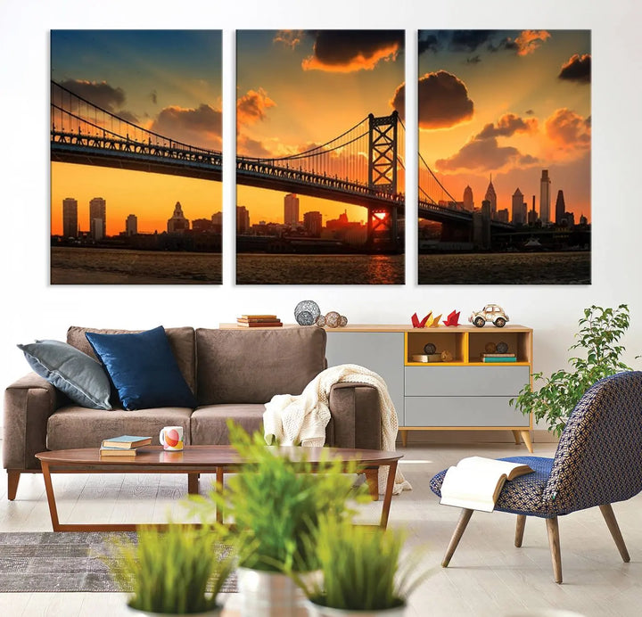 Philadelphia Ben Franklin Bridge Wall Art Canvas Print