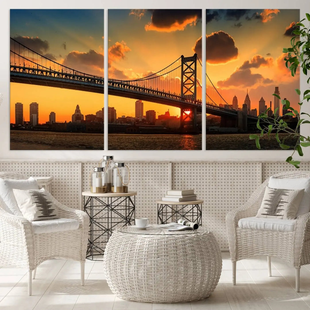 Philadelphia Ben Franklin Bridge Wall Art Canvas Print