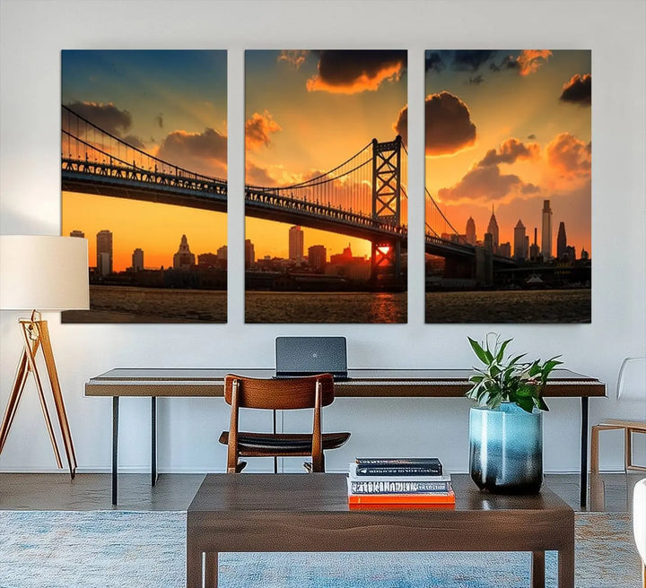 Philadelphia Ben Franklin Bridge Wall Art Canvas Print