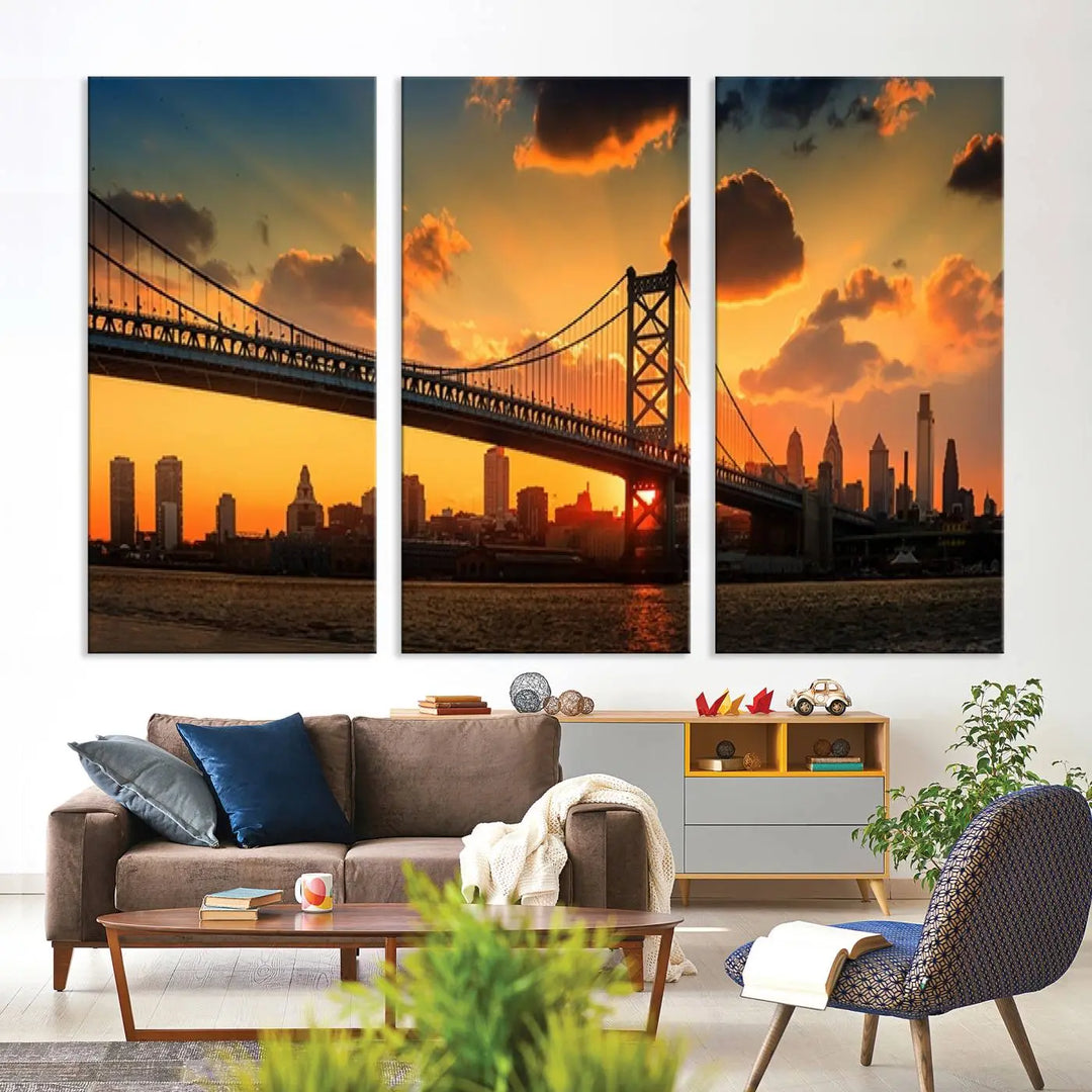 Philadelphia Ben Franklin Bridge Wall Art Canvas Print