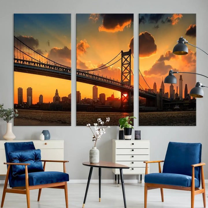 Philadelphia Ben Franklin Bridge Wall Art Canvas Print